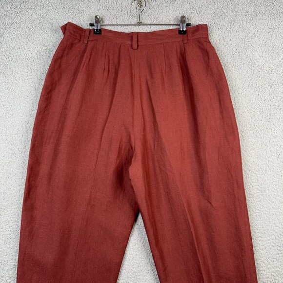 AKA Eddie Bauer Pants Womens Size 16 Vintage Red Brown Pleated Ankle Linen 90s - Picture 5 of 13